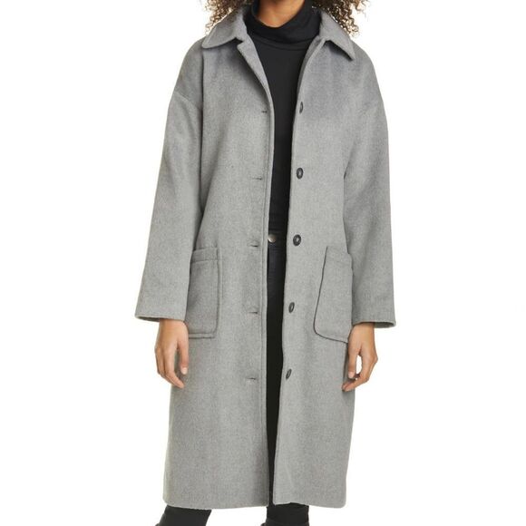 Rails Nadine Heather Grey Belted Wool Blend Trench Coat Size Small - Picture 1 of 14